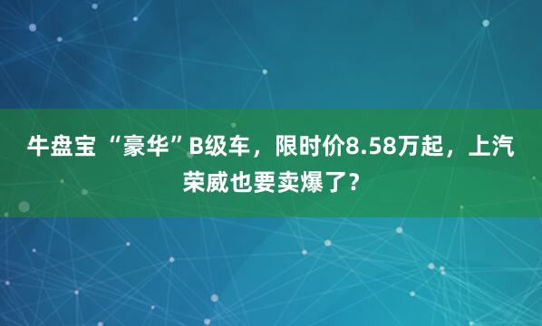 牛盘宝 “豪华”B级车，限时价8.58万起，上汽荣威也要卖爆了？